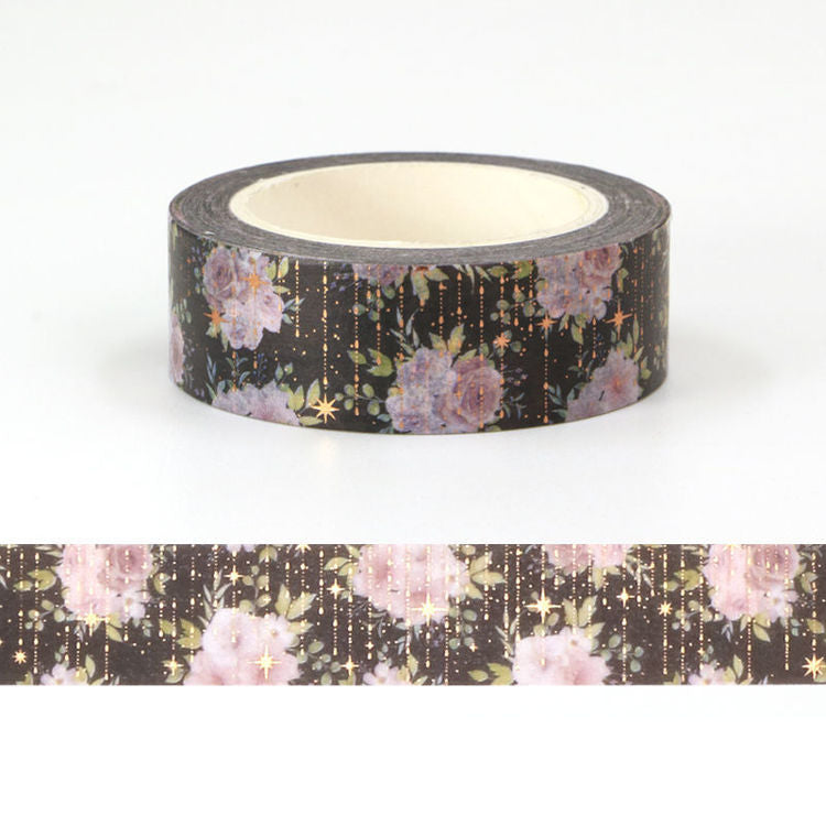 Image shows a washi tape with flowers and tassels