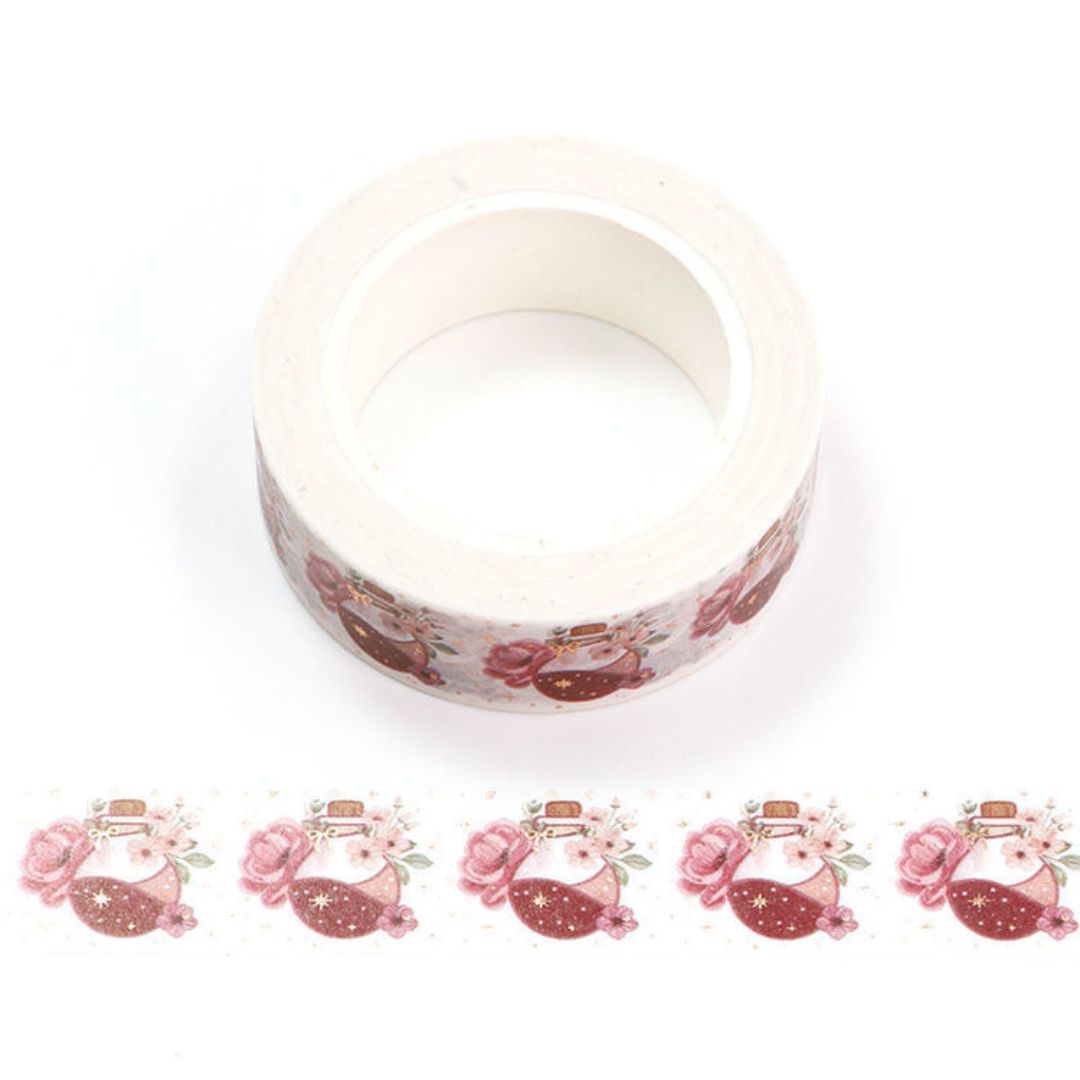Decorative washi tape with floral bottle with stars