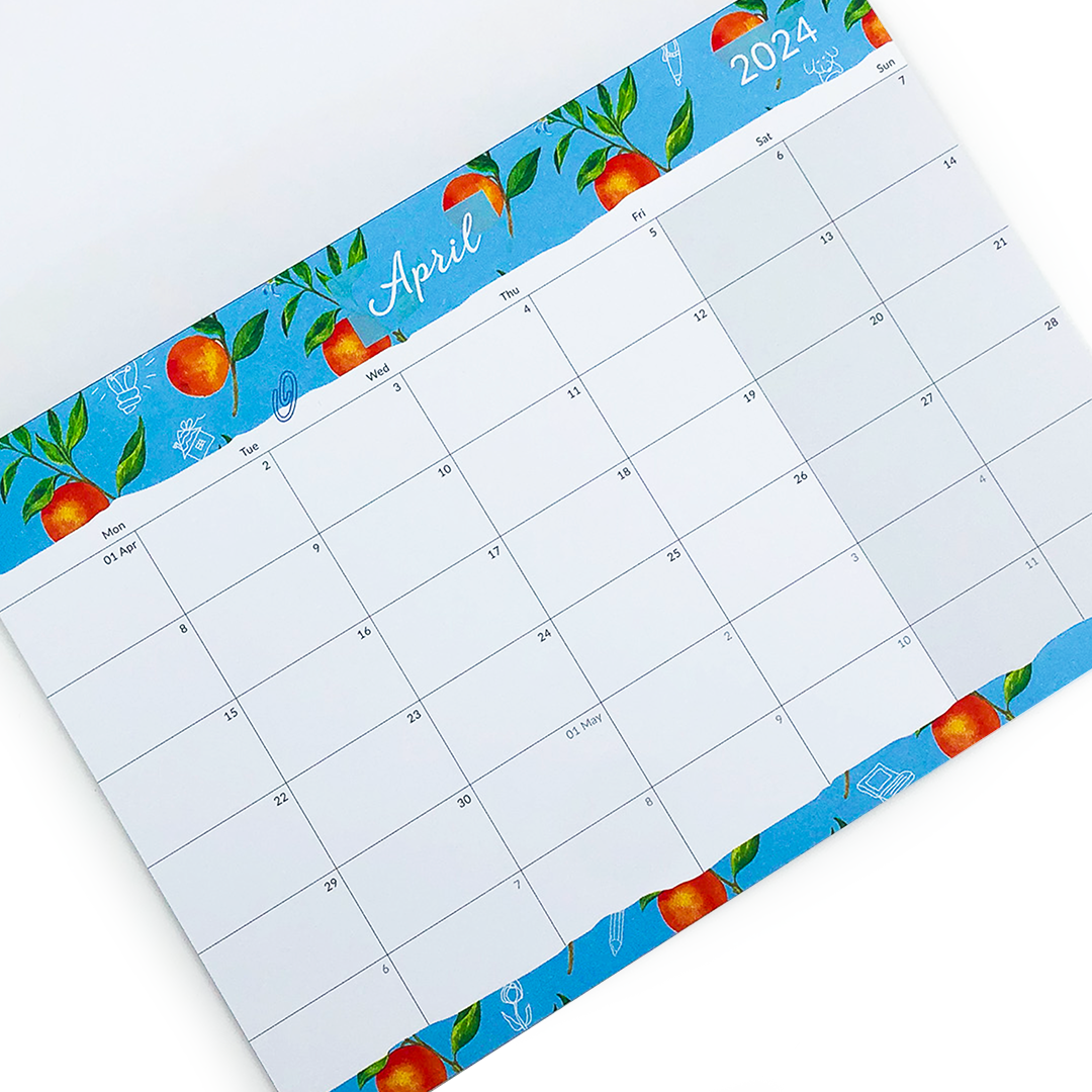 Image shows a page in a monthly desk planner