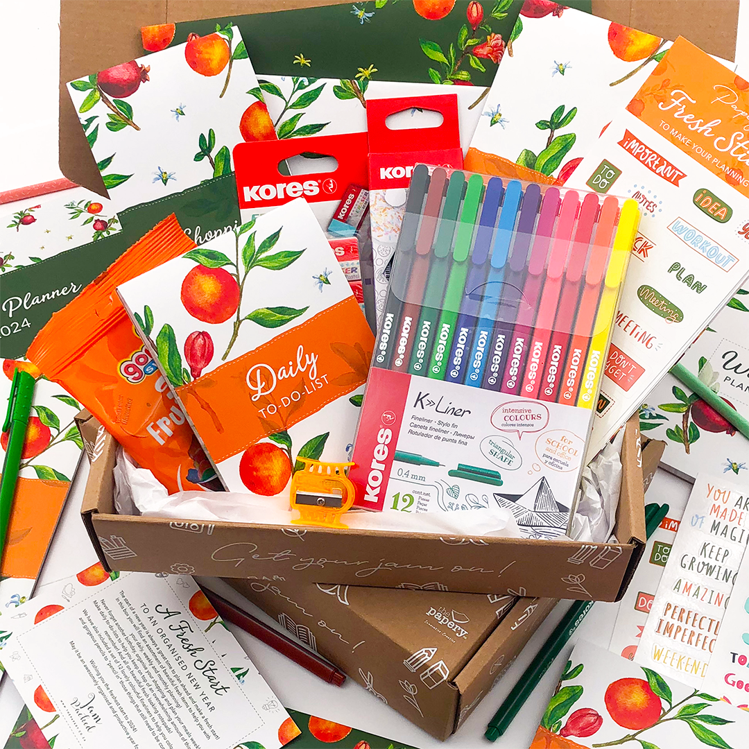 Image shows a fresh start themed stationery box