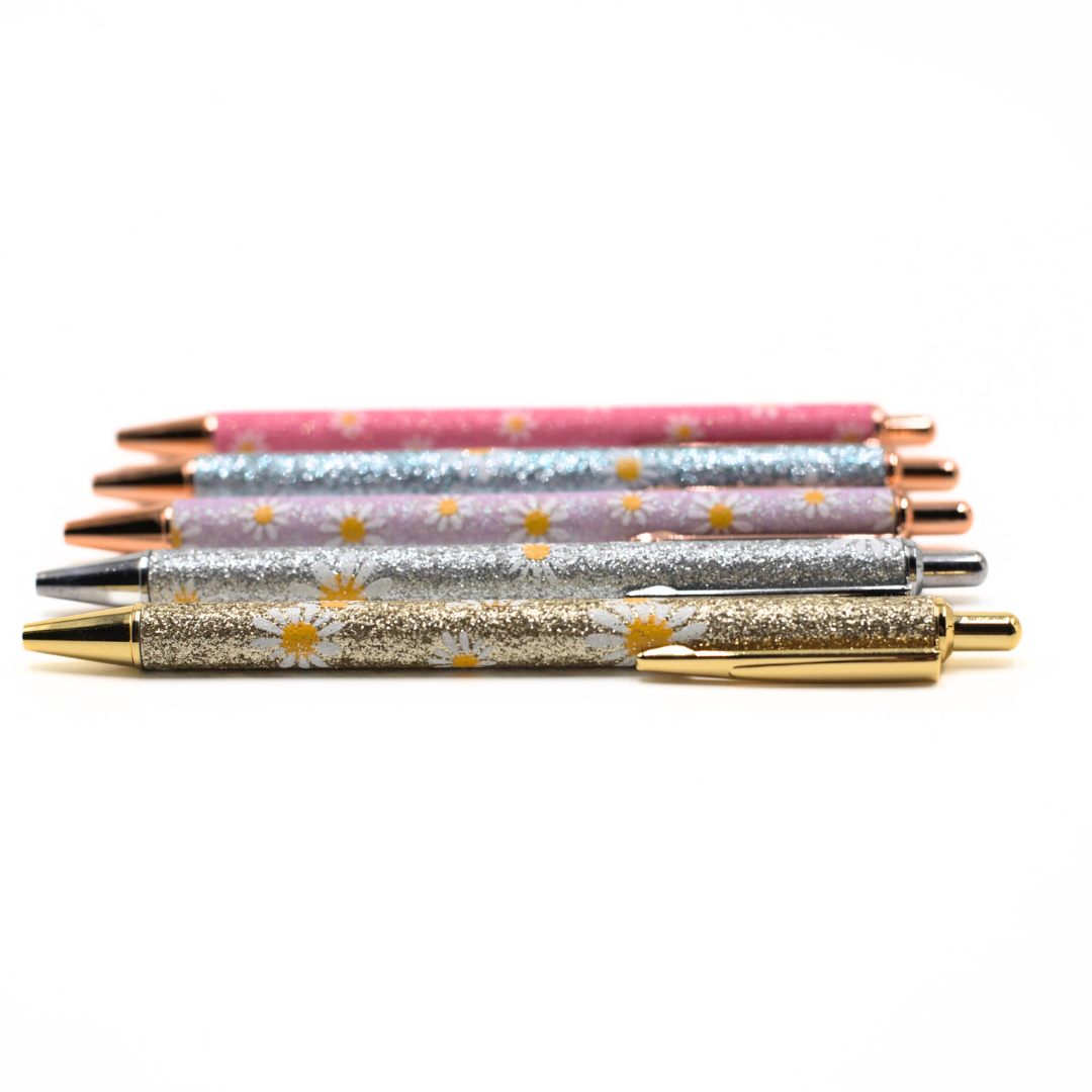 Glitter Daisy Pens