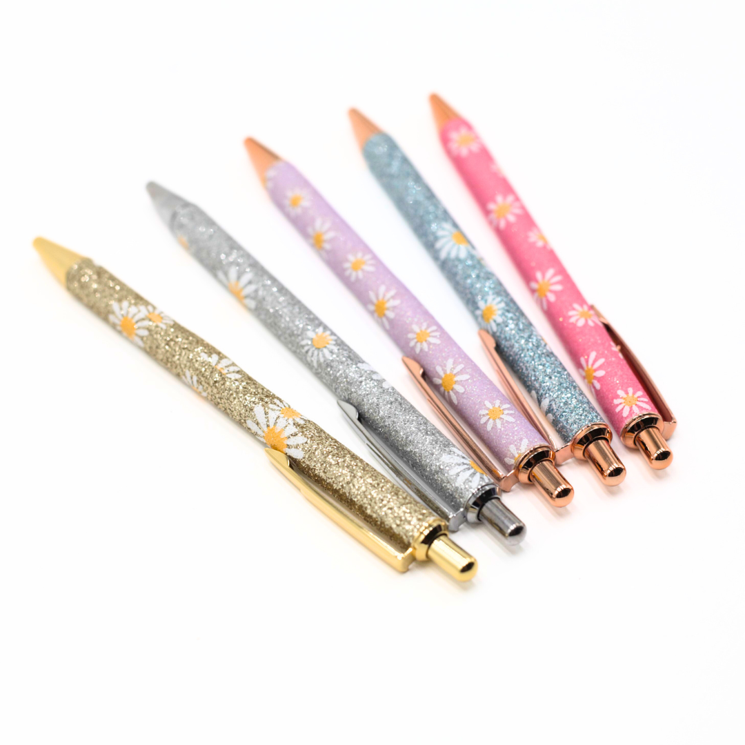 Glitter Daisy Pens