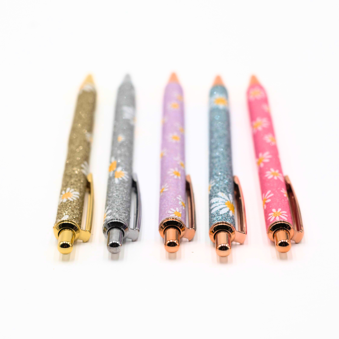 Glitter Daisy Pens