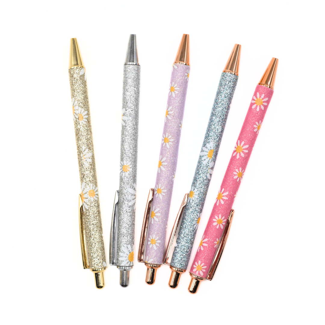 Glitter Daisy Pens