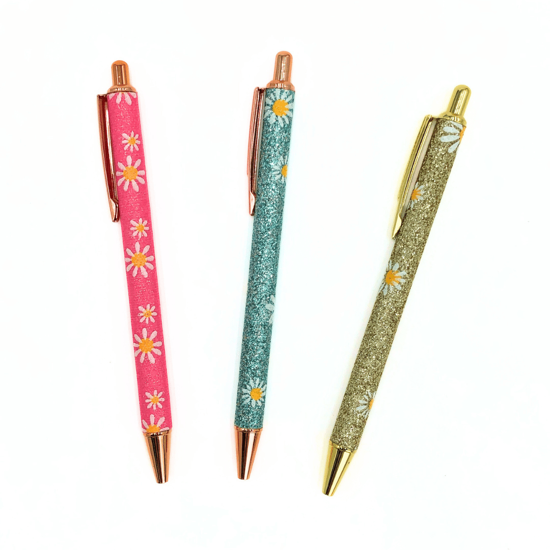 Glitter Daisy Pens
