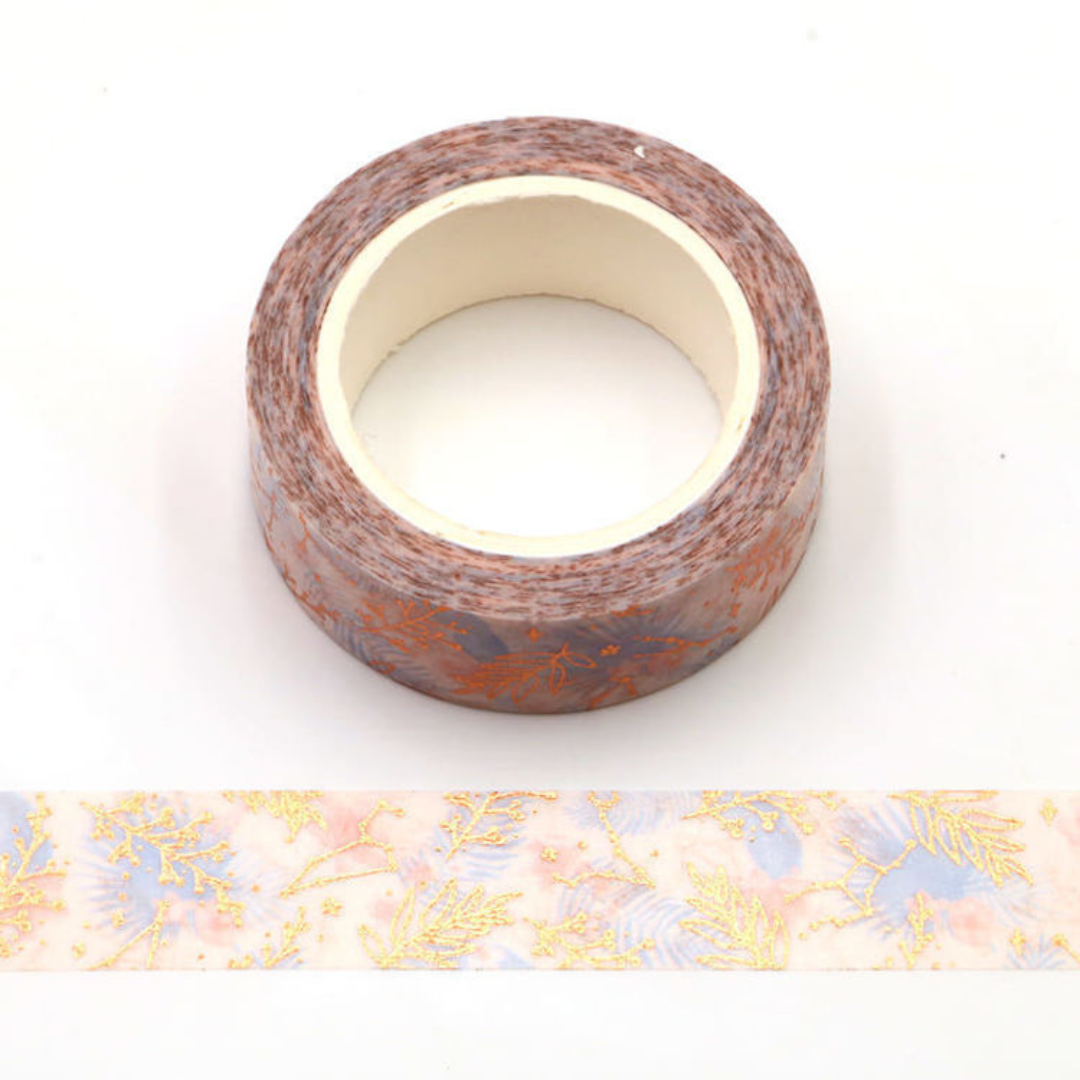 Decorative tape with floral pattern on a white background