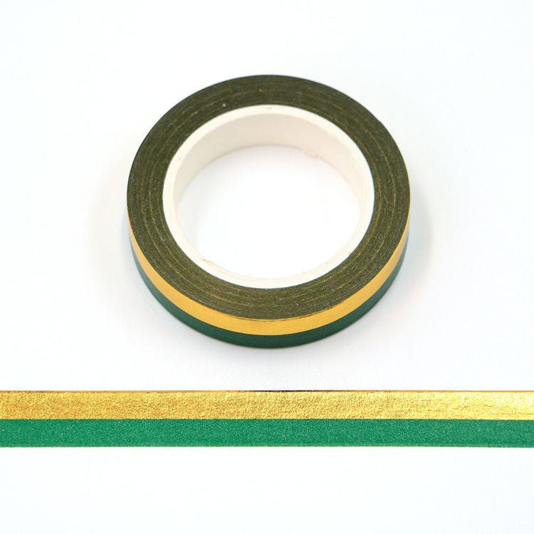 Green & Gold Stripes Washi Tape