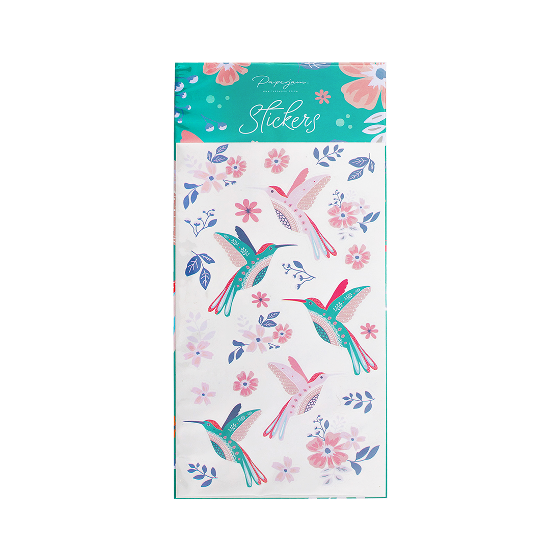 Image shows a hummingbird themed sticker pack