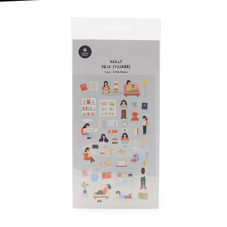 Image shows a library themed sticker pack