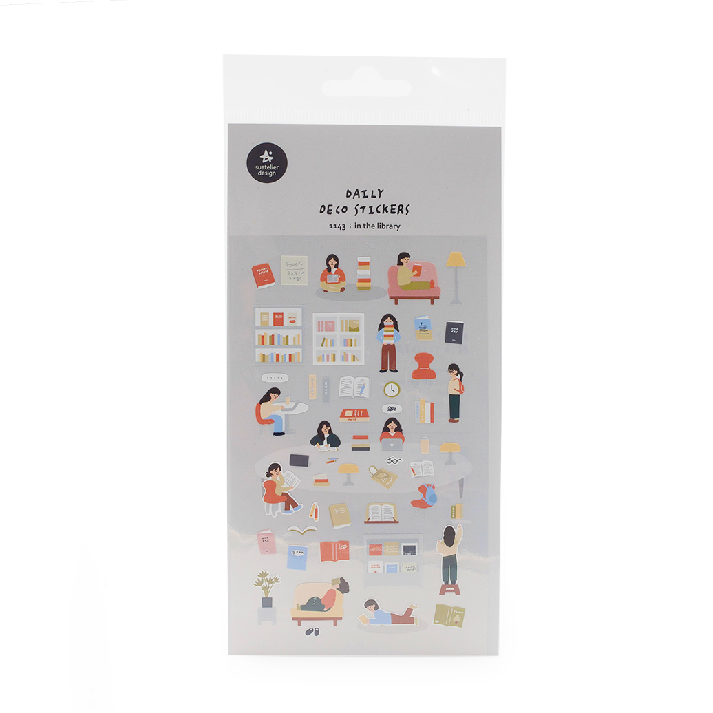 Image shows a library themed sticker pack