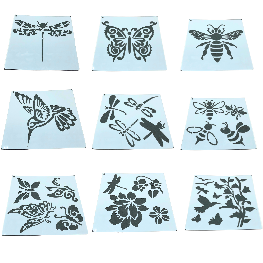Flowers and Insects Journaling Stencil Set of 16
