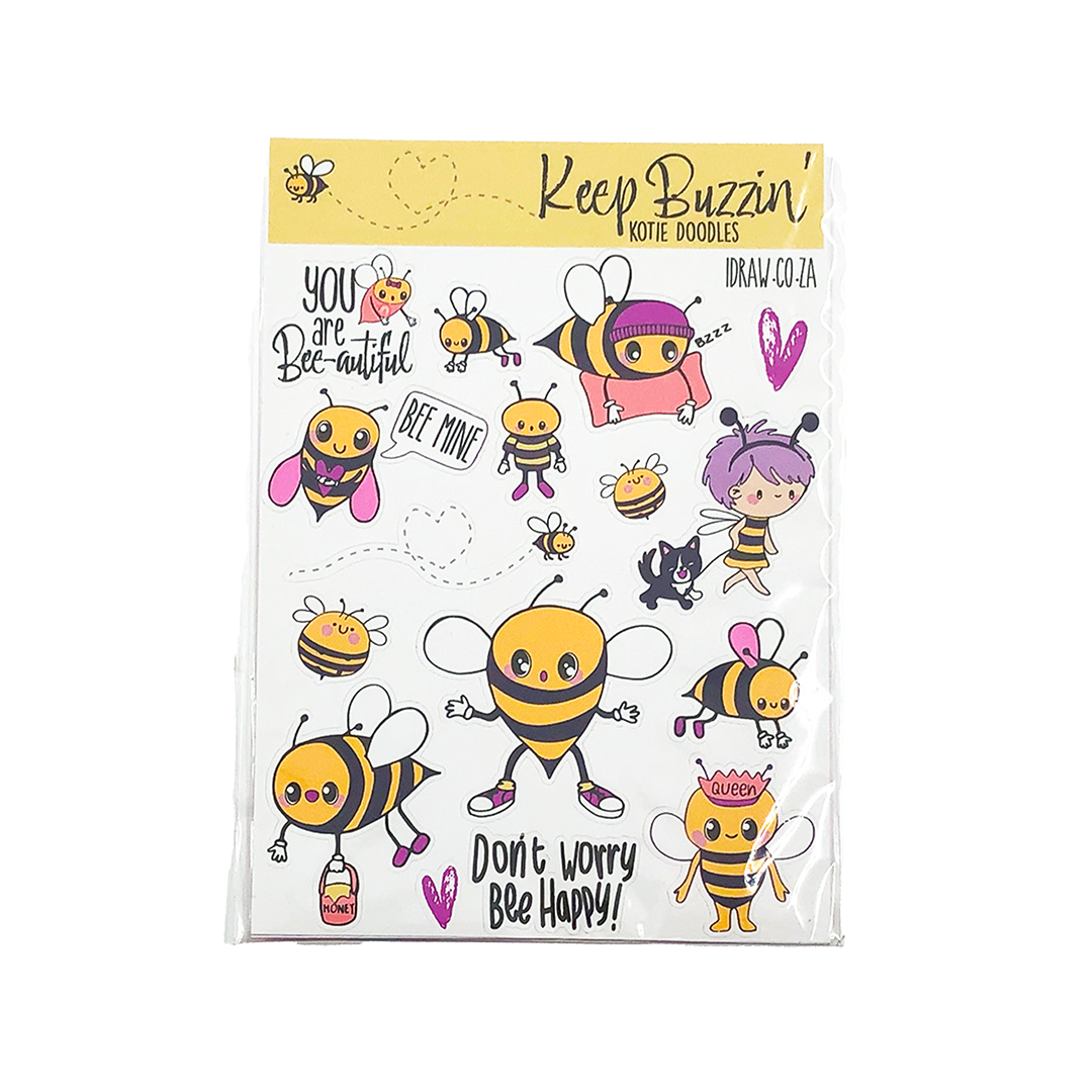 Image shows a bee theme sticker pack for kids