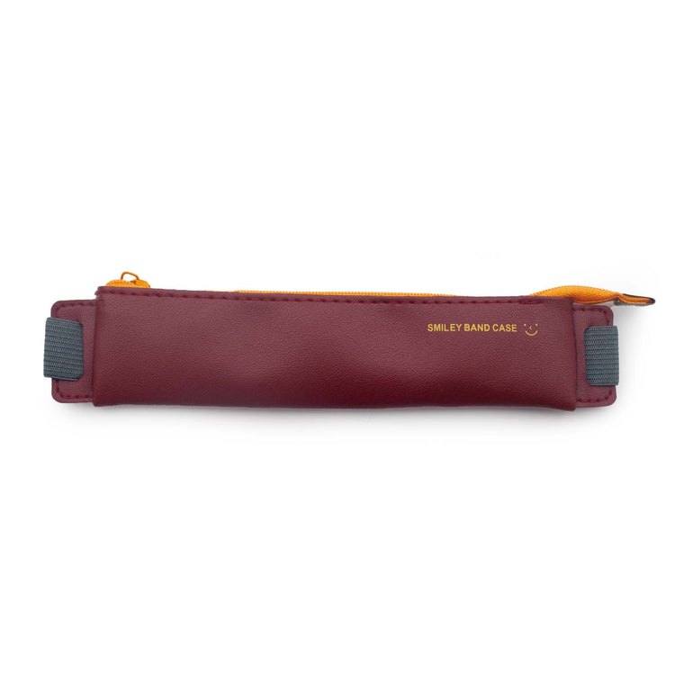 Image shows a maroon pencil pouch