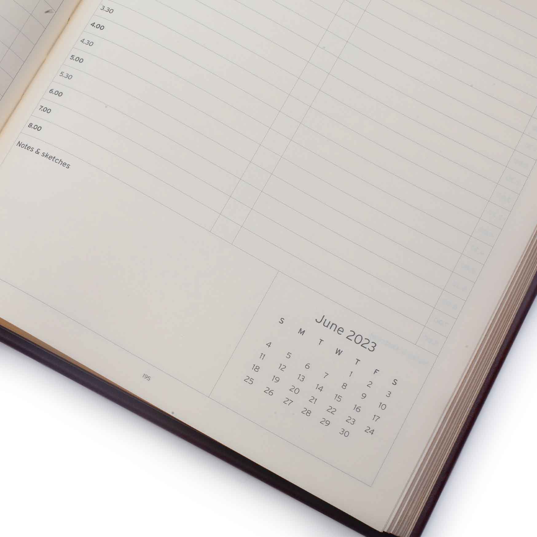 Image shows a close up on the calendar on the daily page in the Rustik Mauriati