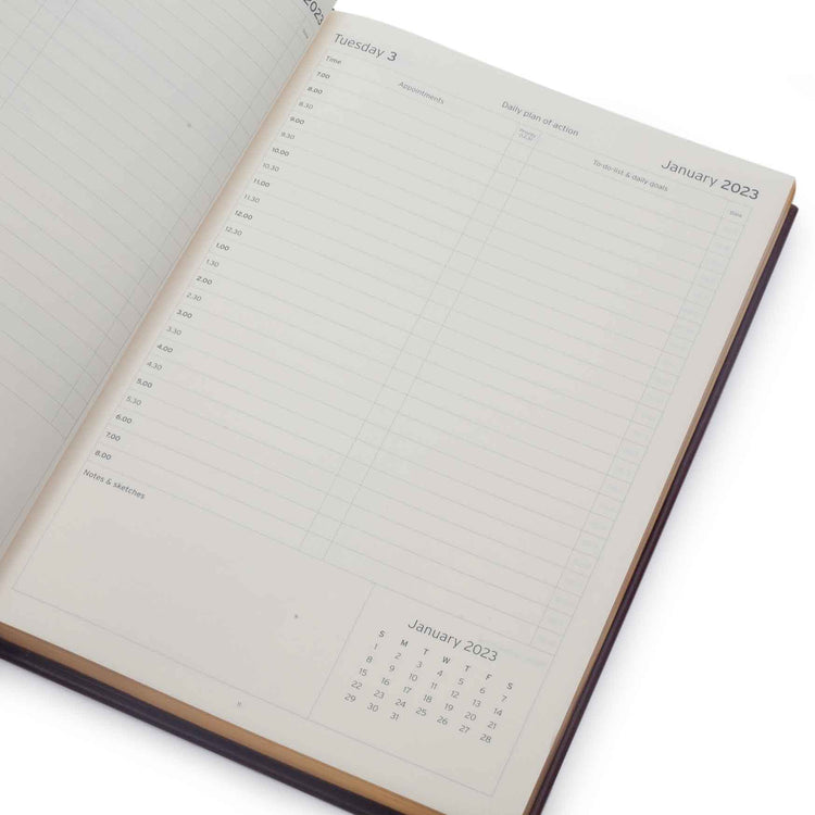 Image shows a daily page in the Rustik Mauriati Planner