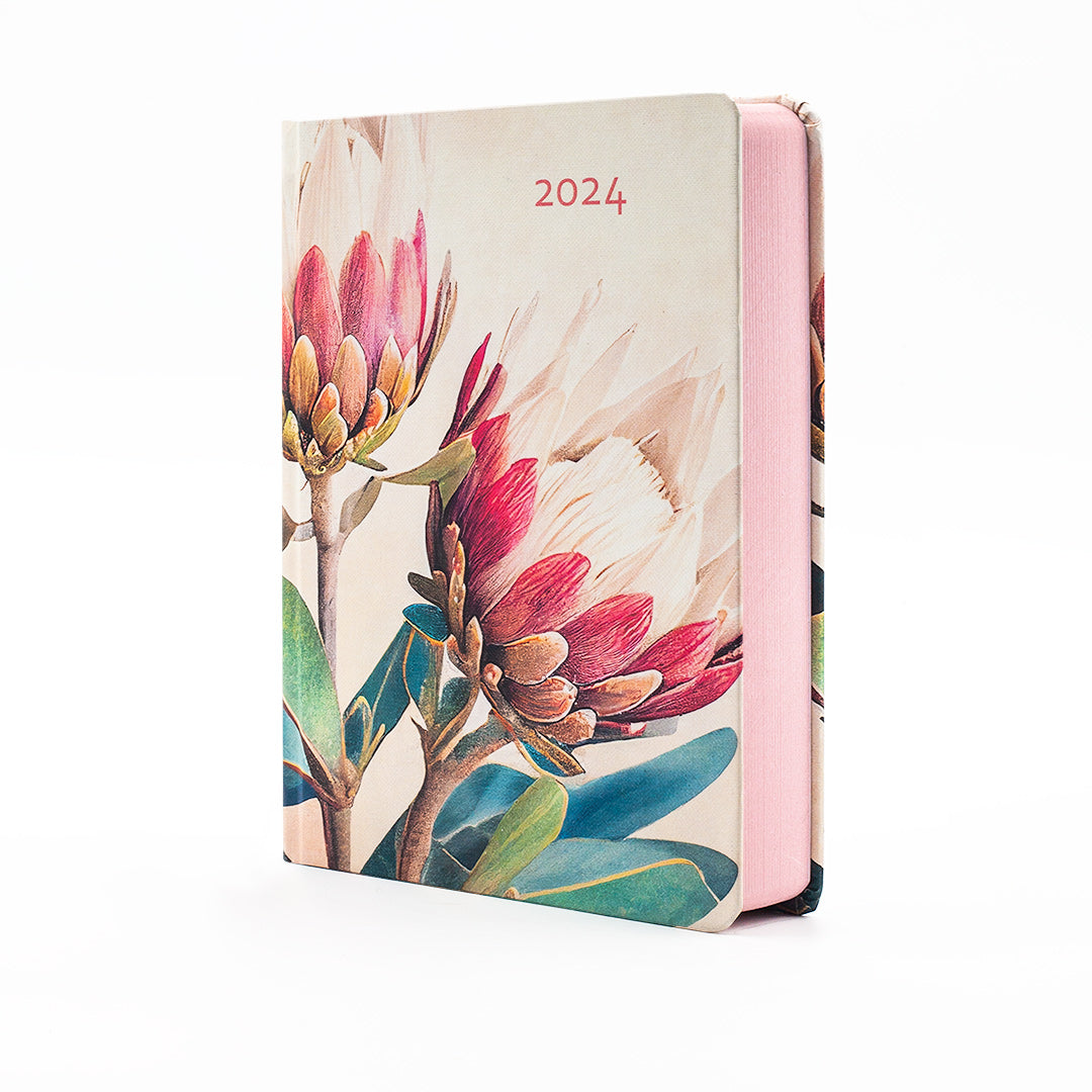 Image shows a Protea 2024 MOM/WOW diary
