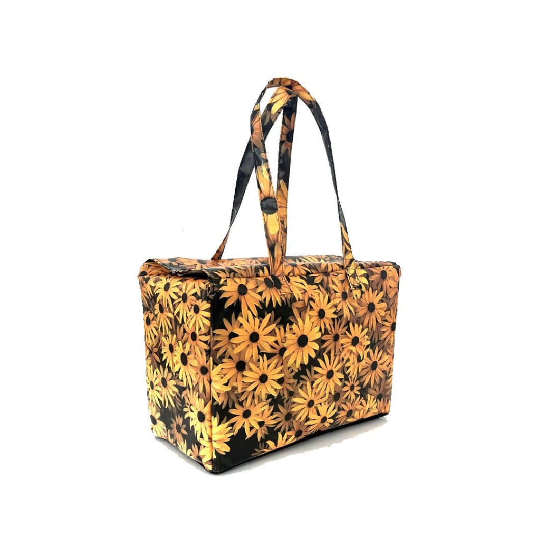 Images shows a office bag with a daisy design