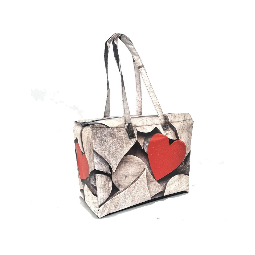 Images shows a office bag with a heart design