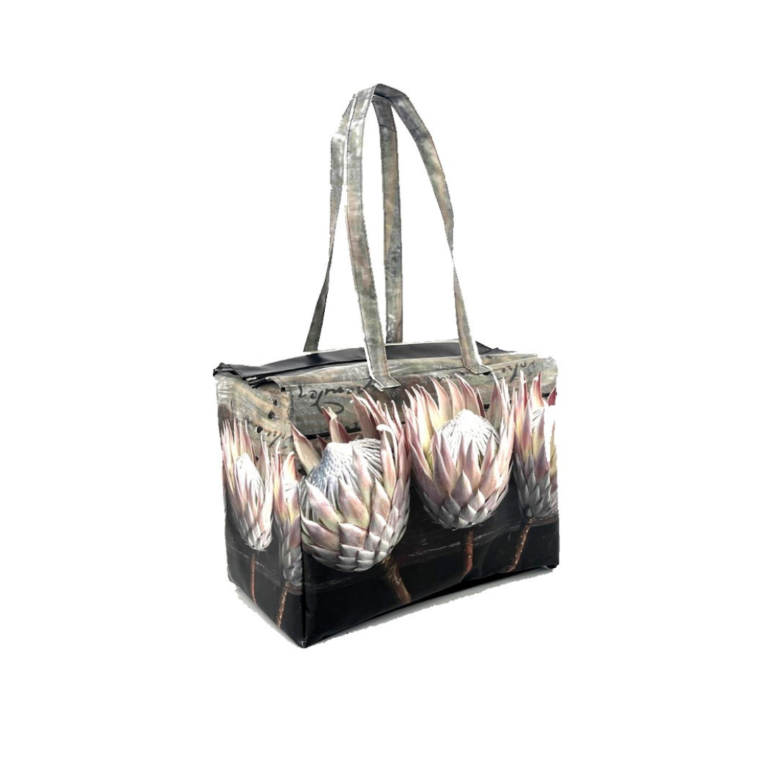 Images shows a office bag with a proteas design