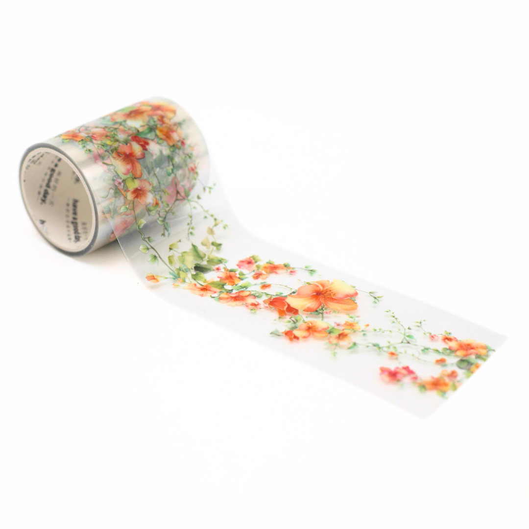 CW115-Orange Hibiscus PET Washi Tape