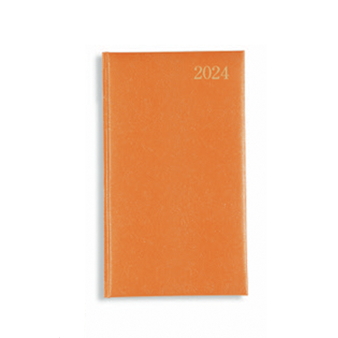 Image shows an orange slim diary