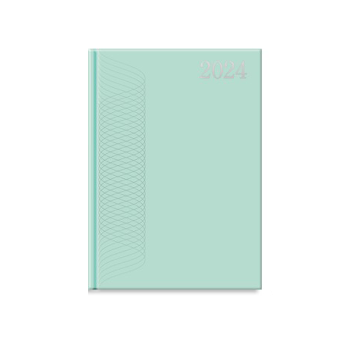 Image shows a pastel mint A4 diary