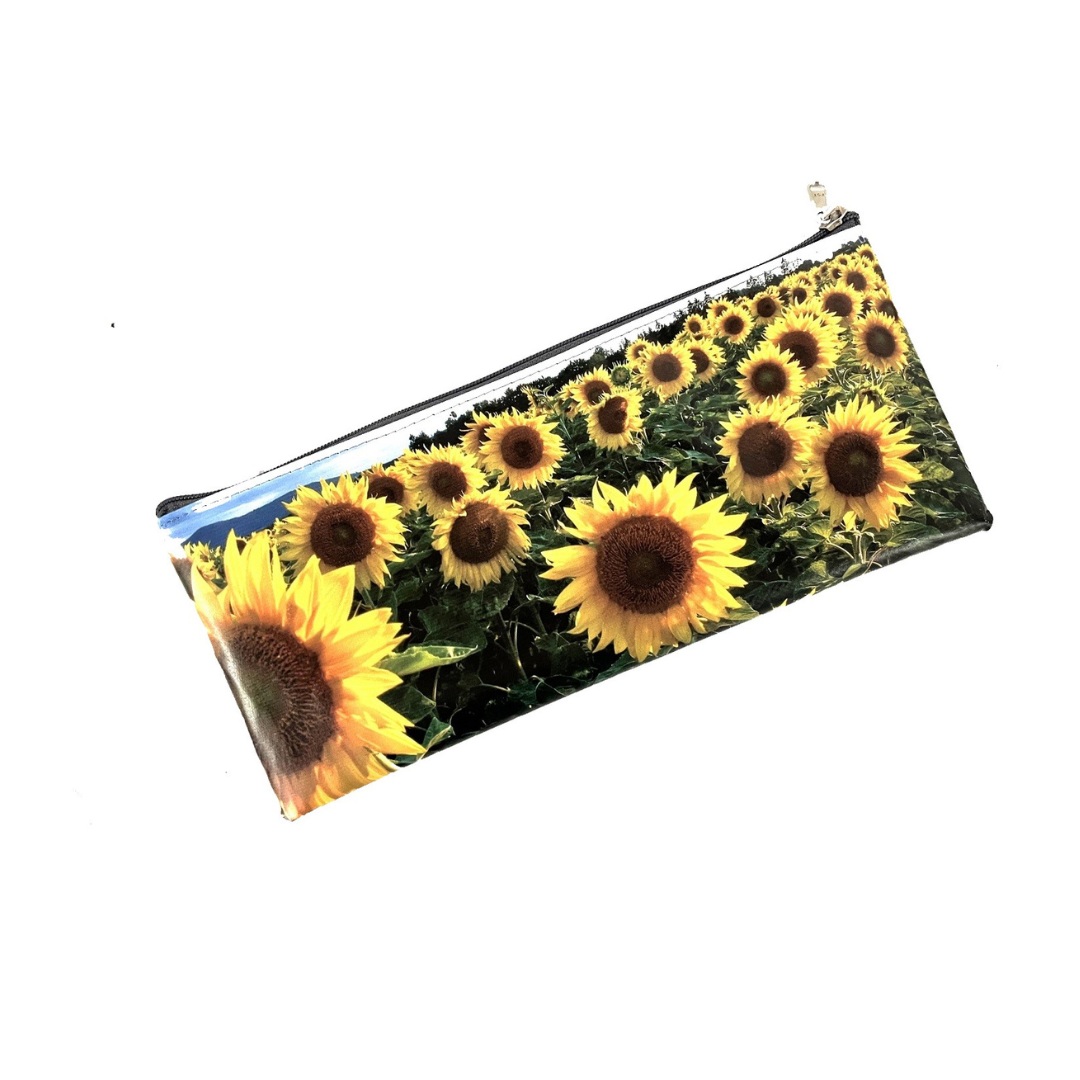 Image shows a sunflower pencil bag