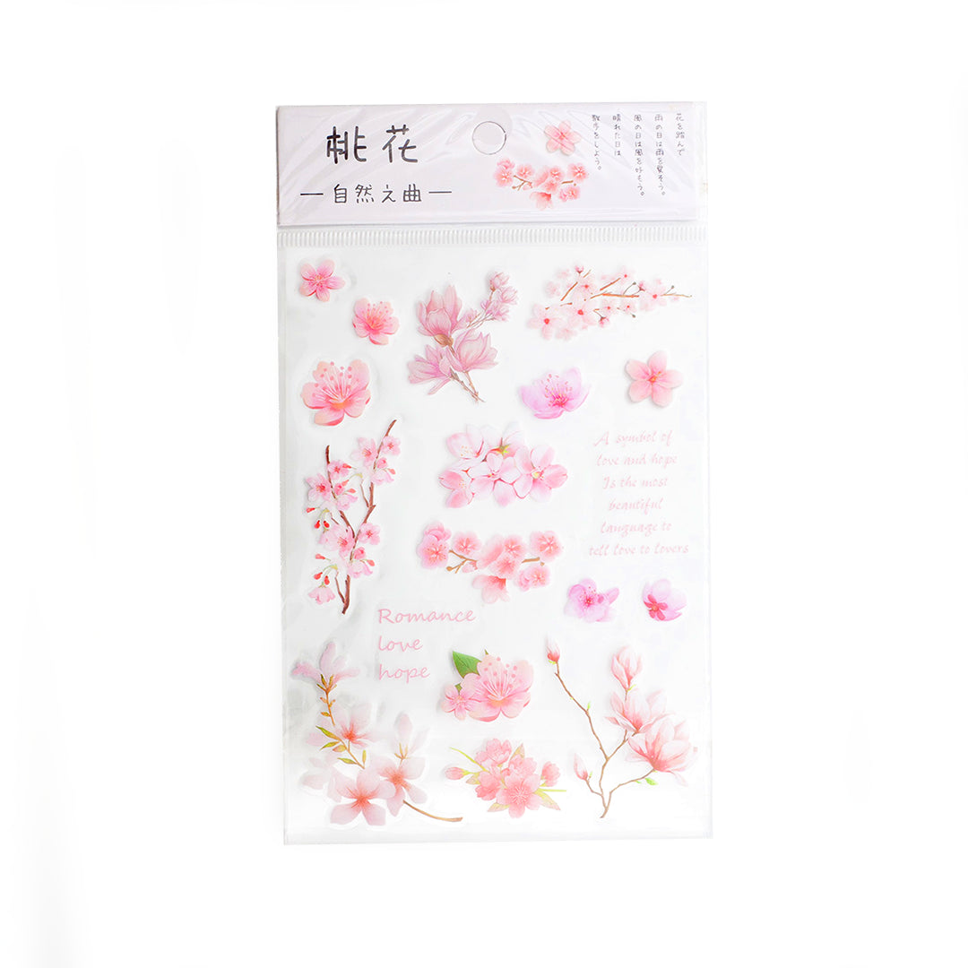 Image shows a sticker pack with pink flowers