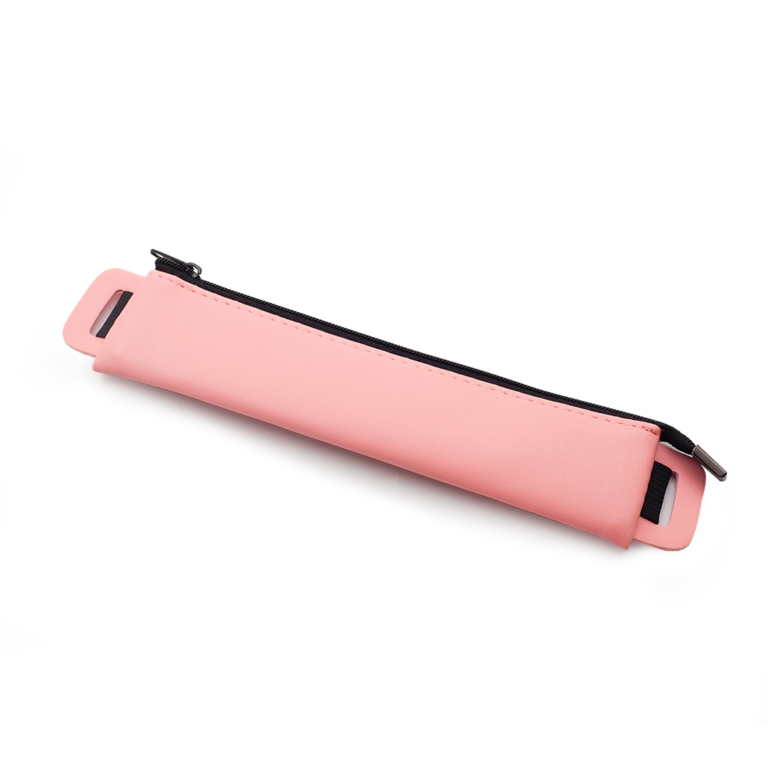 Image shows a pink pencil pouch