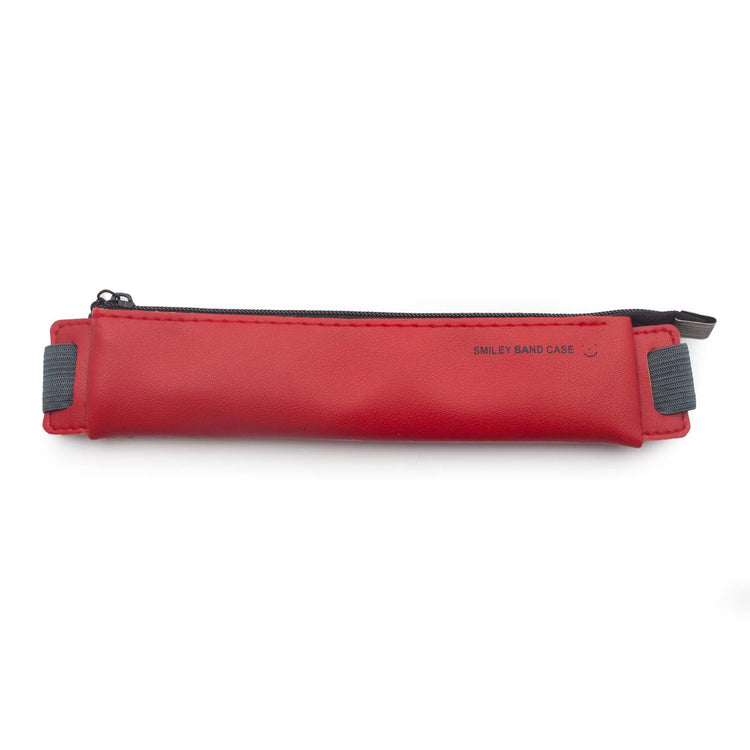 Image shows a red pencil pouch/pencil bag