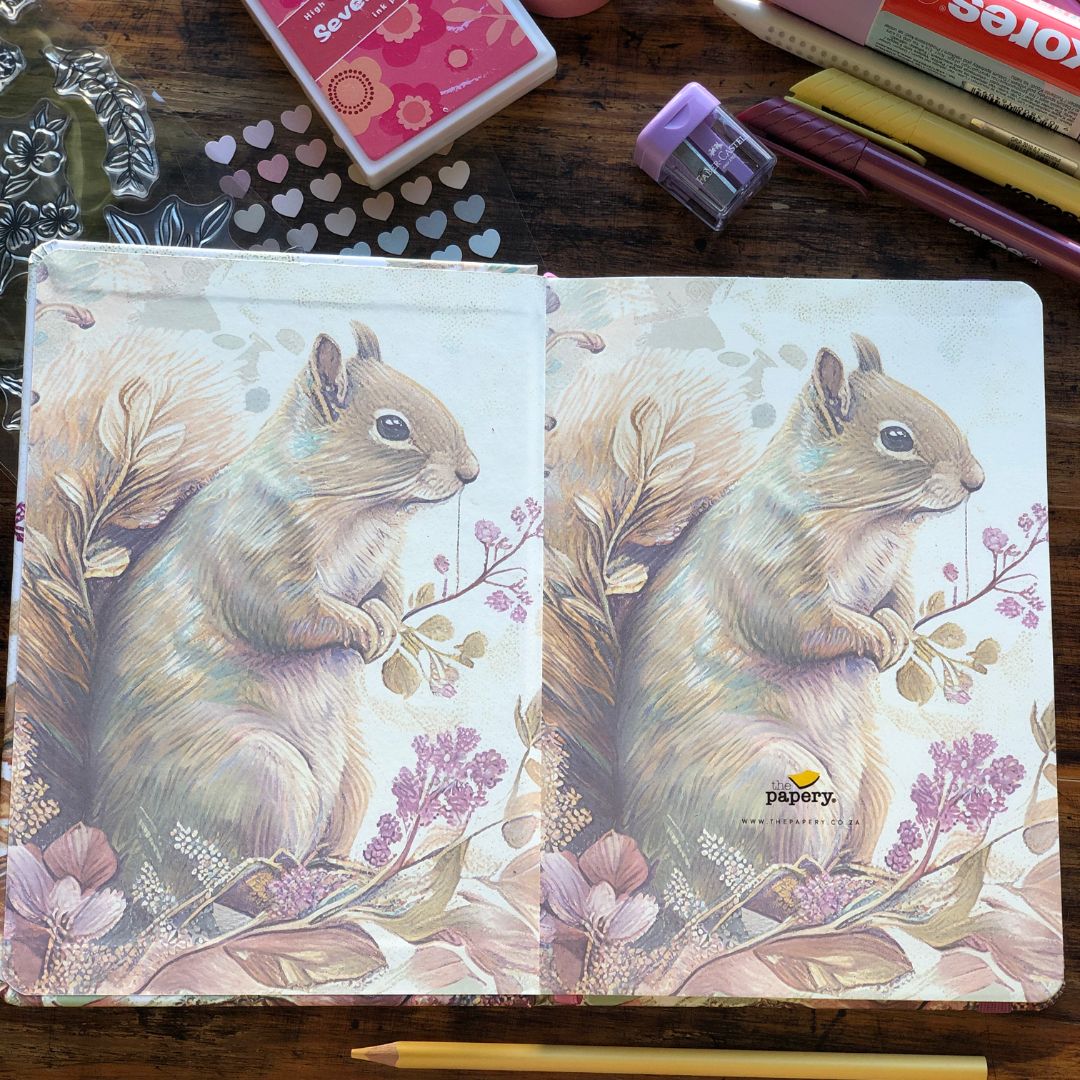 Retro Squirrel journal endpapers