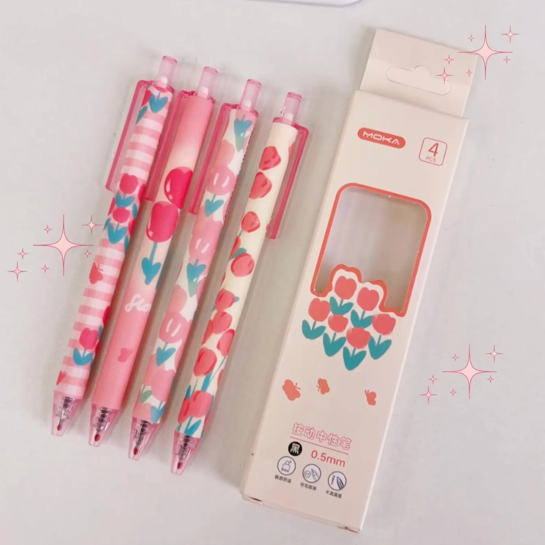 Rose Pink Tulips Pen Set