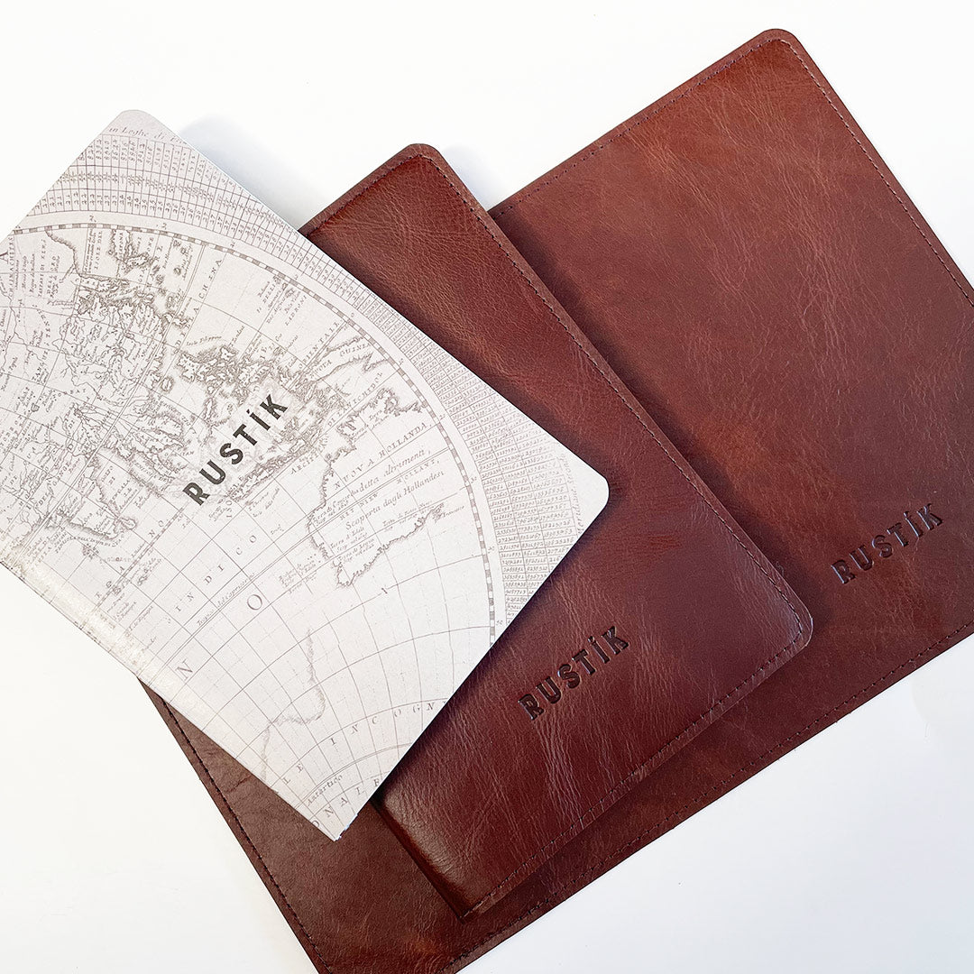 Image shows a Rustik journal inner with a brown leather slip on cover