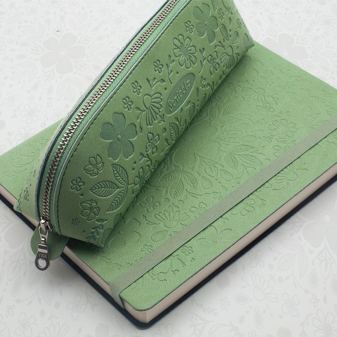 Scribblz sage pencil bag with premium sage journal