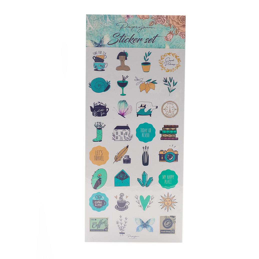 Image shows a sticker pack with a writing theme