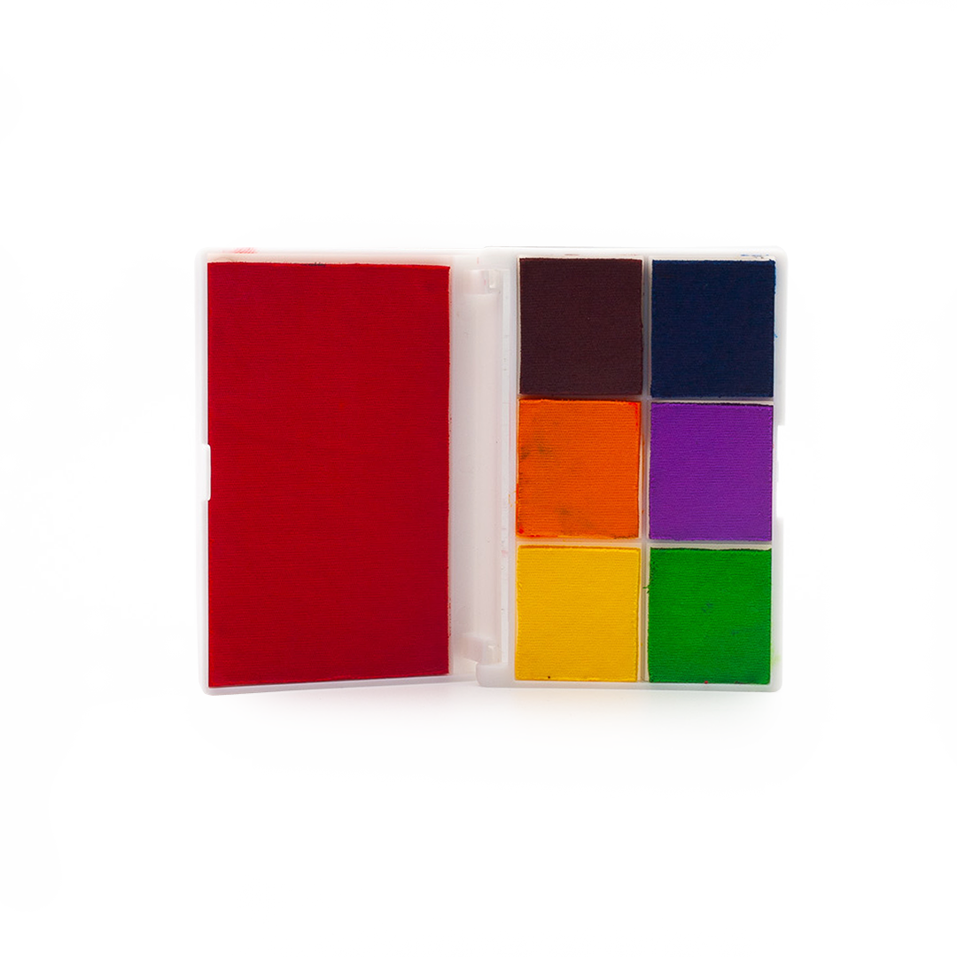 Image shows an ink stamp pad in multi-colour