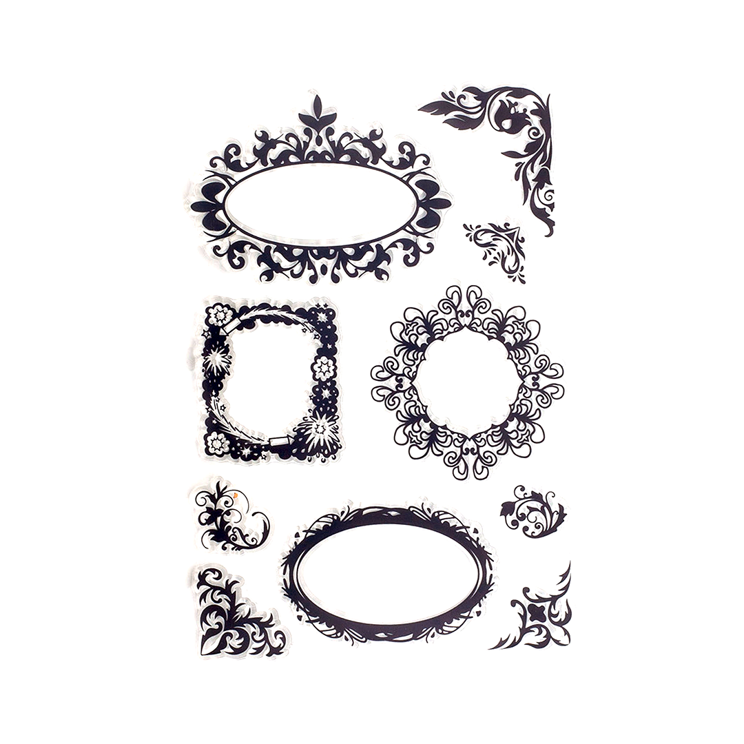 Image shows a silicone stamp set with frames