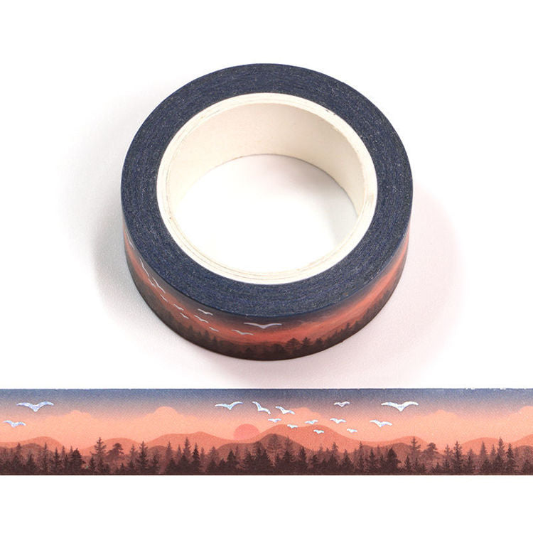 Image shows a beautiful sunset pattern washi tape