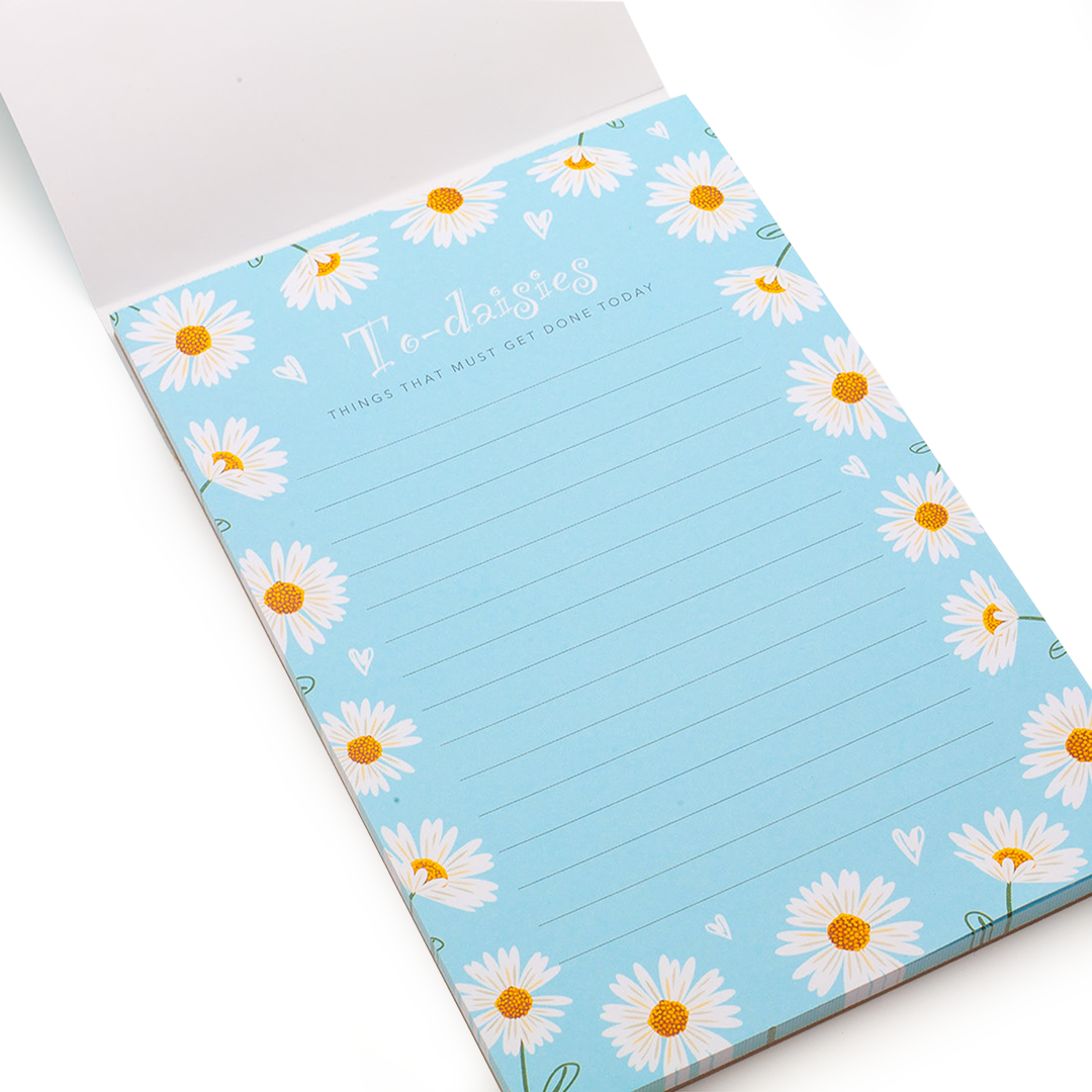 Image shows a daisy notepad