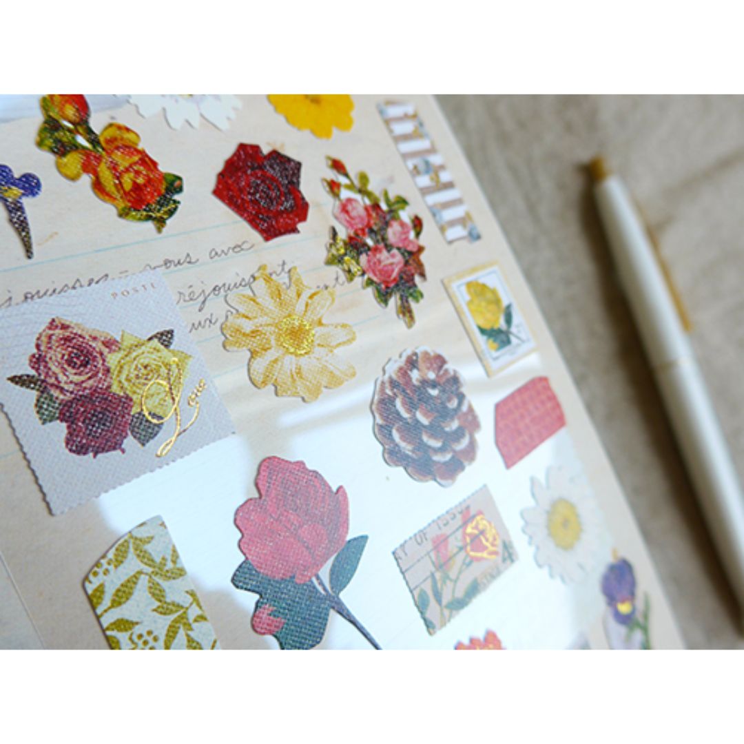 Image show a floral themed sticker pack