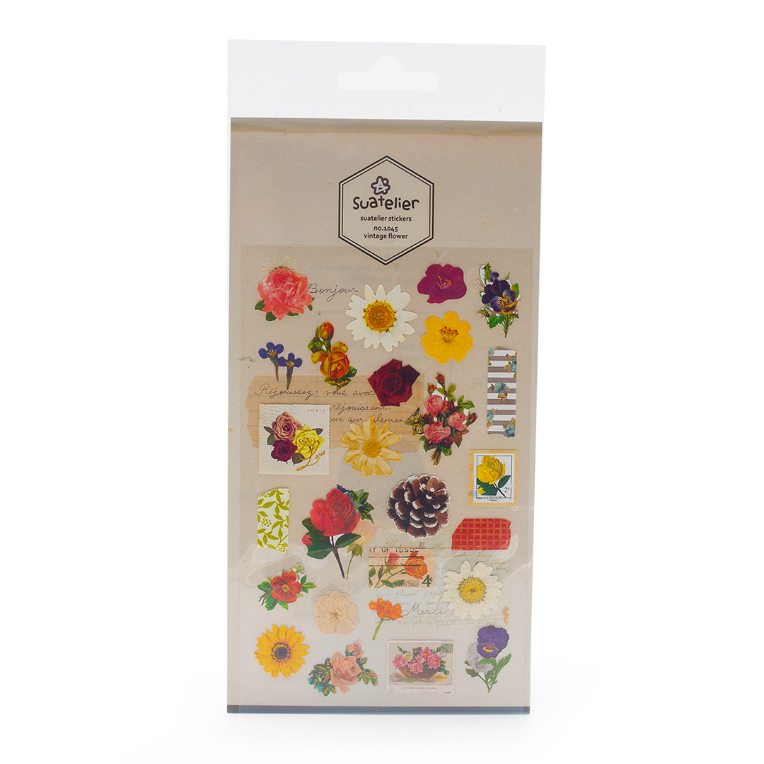 Image shows a sticker pack with different flowers 