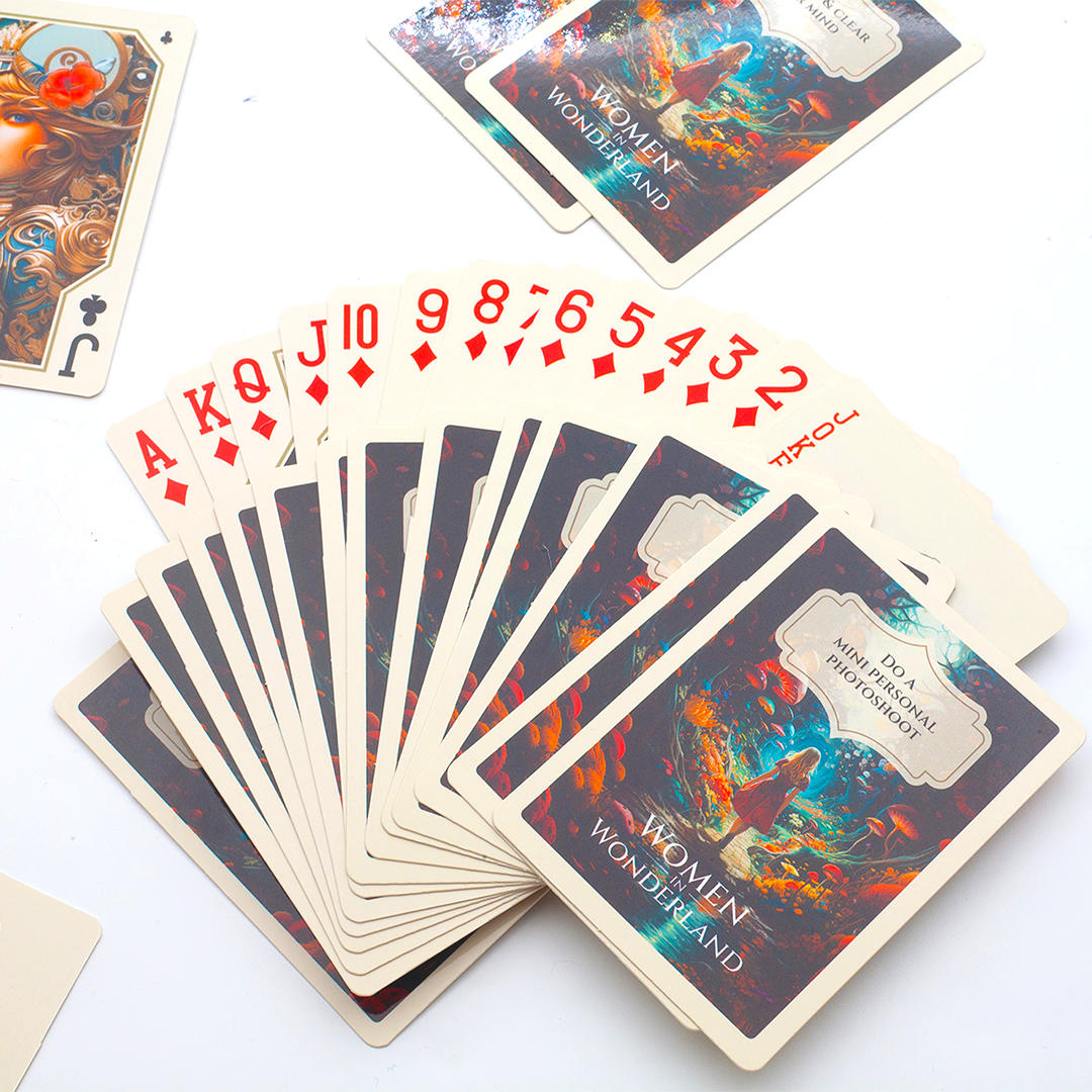 Image shows a women in wonderland set of playing cards