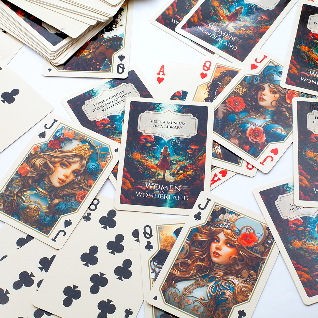Image shows a women in wonderland set of playing cards
