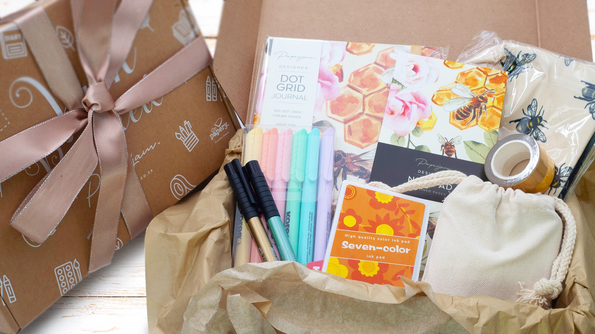 Image shows a build-a-box with yellow themed stationery