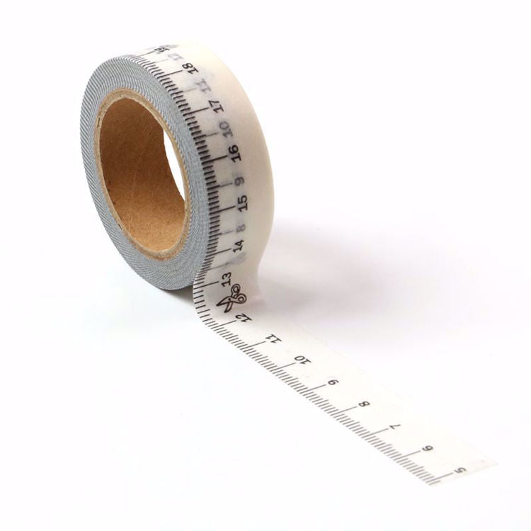 Image shows a measuring ruler pattern washi tape