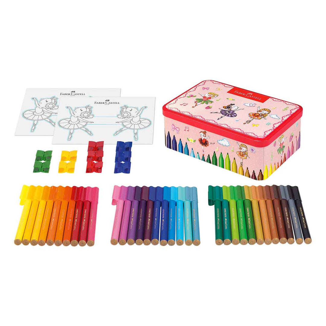 Image shows a Faber-Castell Ballerina stationery box pen set and it's contents