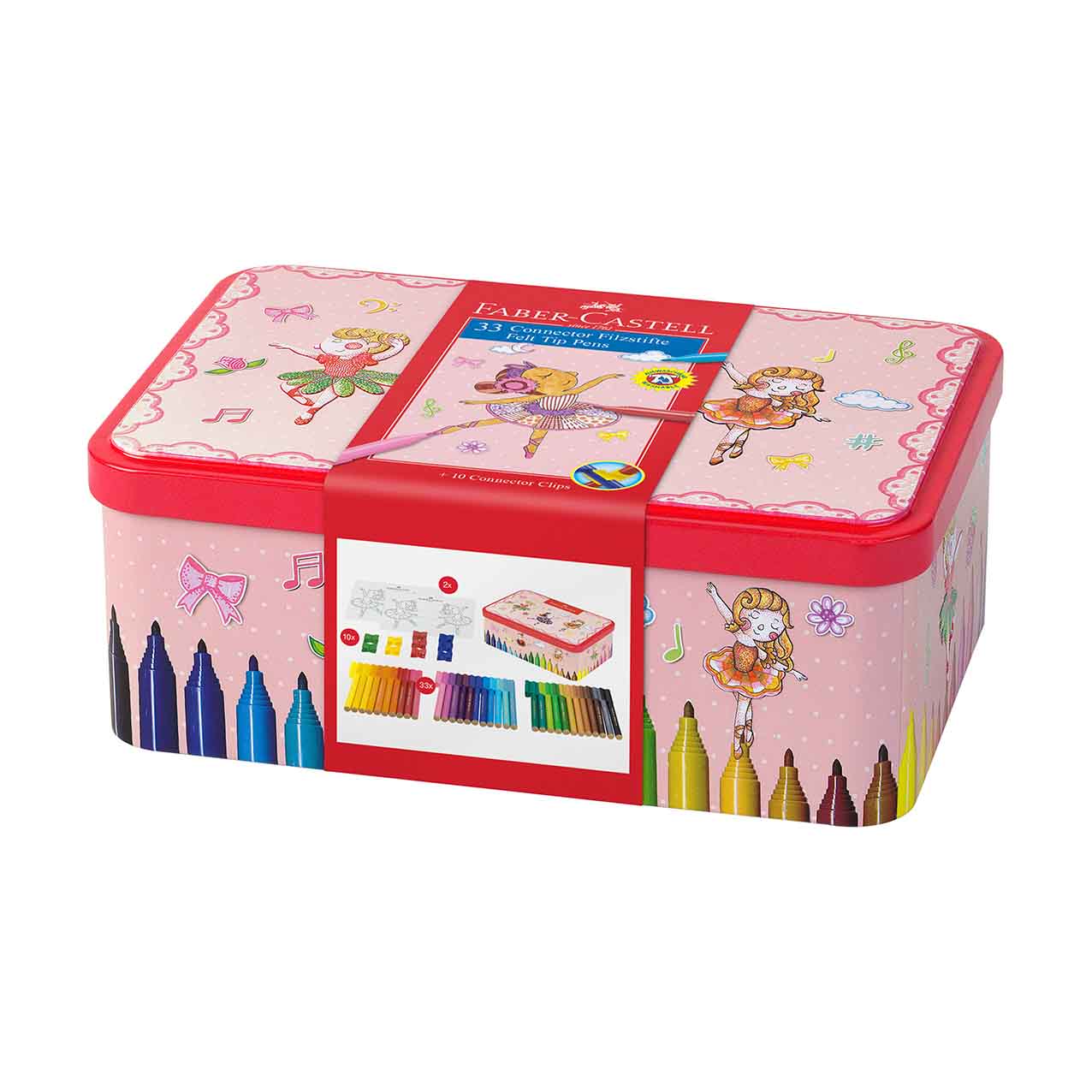 Image shows a Faber-Castell Ballerina stationery box pen set 