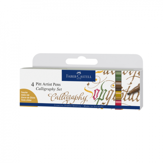Image shows a set of 4 Faber-Castell calligraphy pen set 