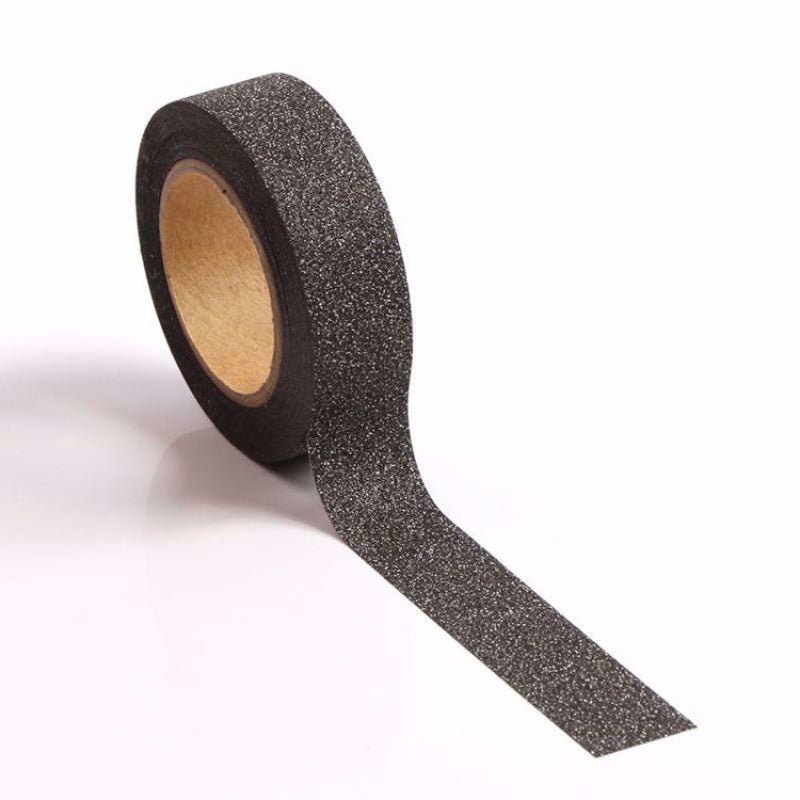 Image shows a black glitter washi tape