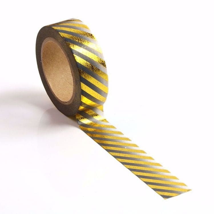 Image shows a stripped gold and black ombre washi tape